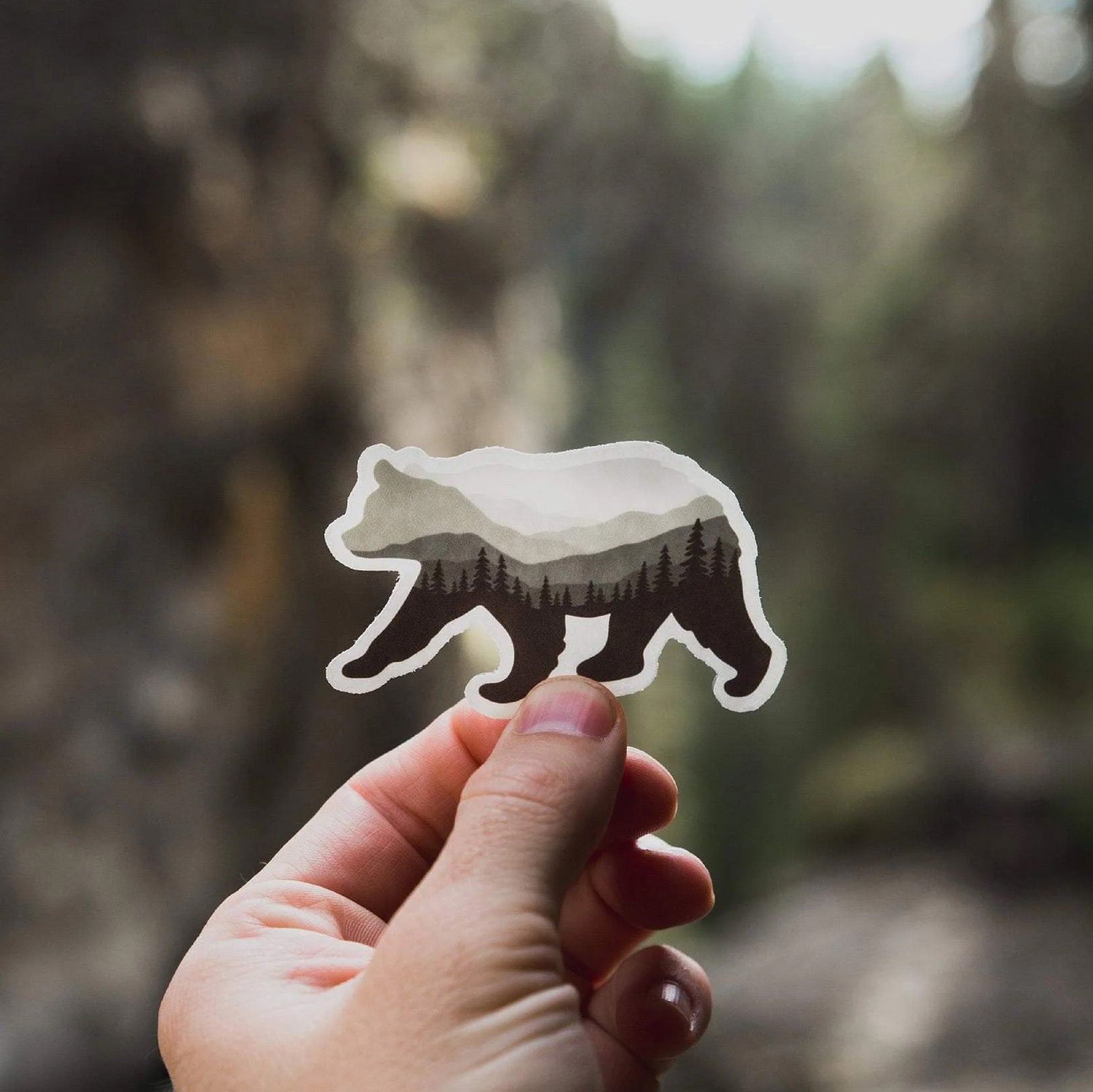 landscape bear designed sticker by wildtree