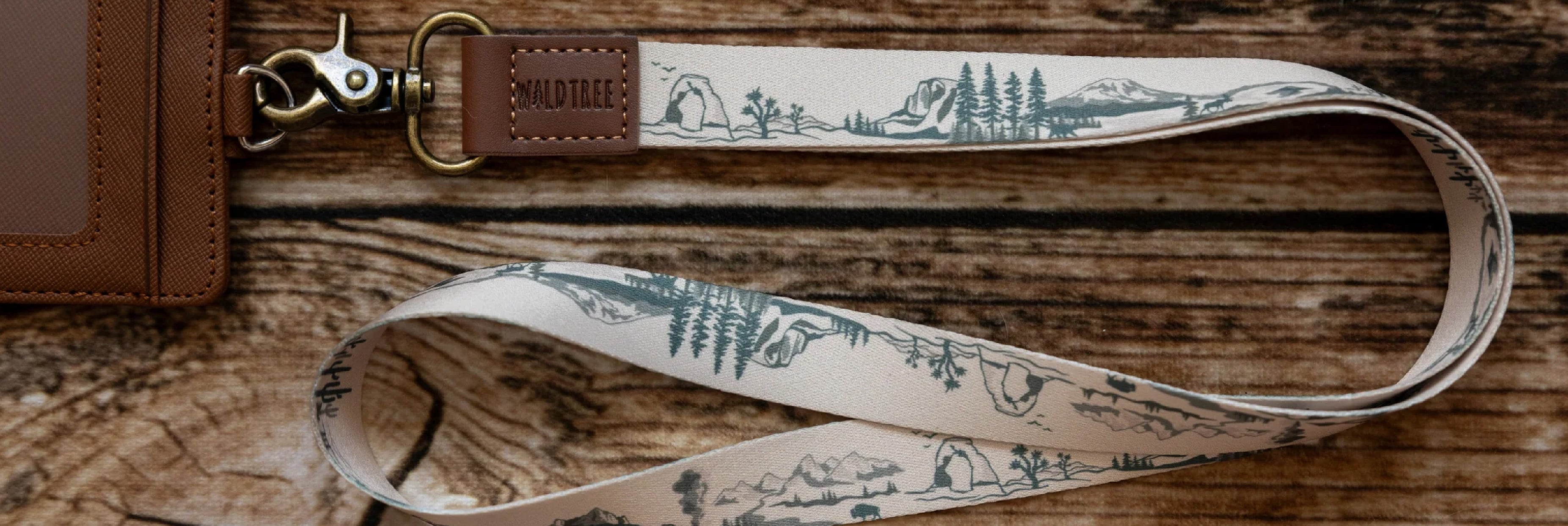 Wildtree National park designed long neck lanyard connected to id badge