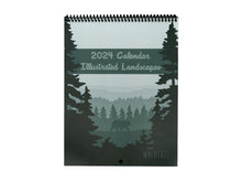 Load image into Gallery viewer, Front cover of 2024 illustrated landscapes calendar by wildtree
