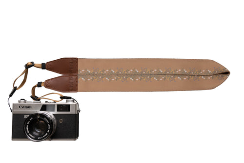 Floral wildflower dainty brown camera strap