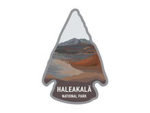 Load image into Gallery viewer, National park arrowhead shaped stickers of Haleakala national park in color
