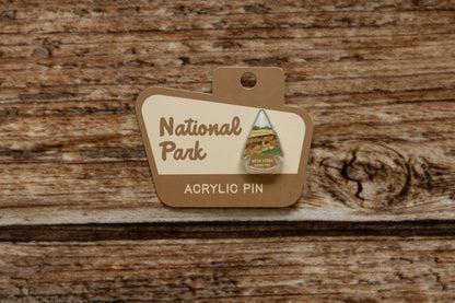 Mesa verde national park designed acrylic pin on national park backing