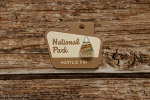 Mesa verde national park designed acrylic pin on national park backing