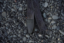 Load image into Gallery viewer, Midnight mountain black camera strap laying on black rocks
