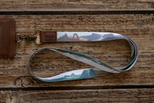 Load image into Gallery viewer, High-quality Long Neck lanyard Featuring Popular US National parks with Vegan Brown Leather Ends. Great for ID badges, Keys, Wallets

