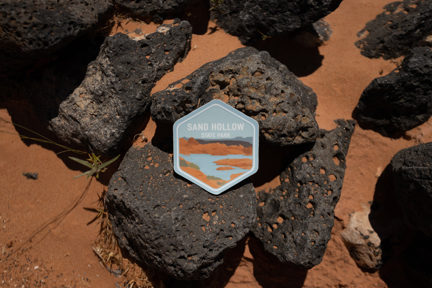 Sand Hollow State Park Southern Utah Wildtree sticker lava rock background