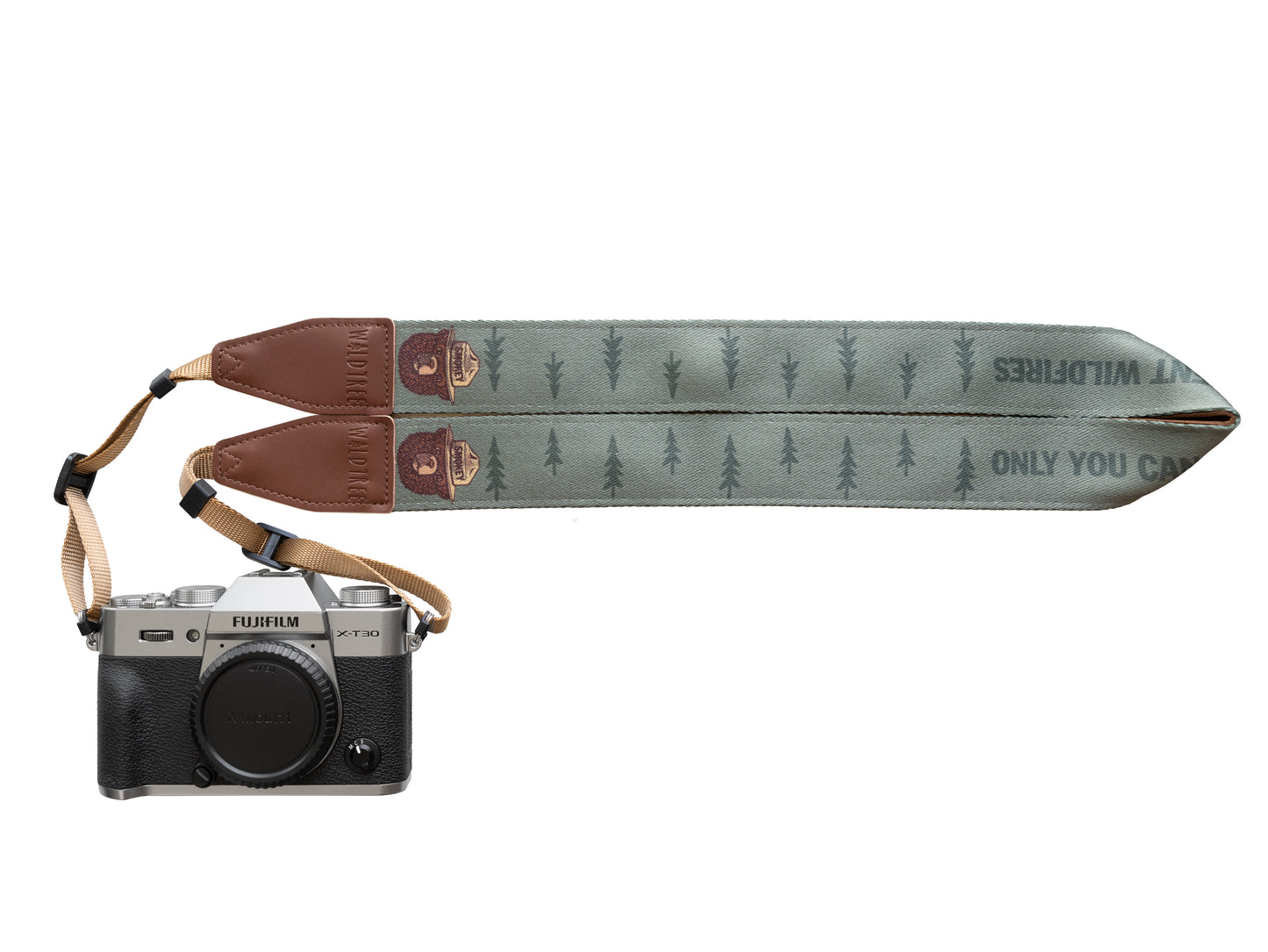 Wildtree Smokey Bear Camera Strap only you can prevent wildfires attached to film camera