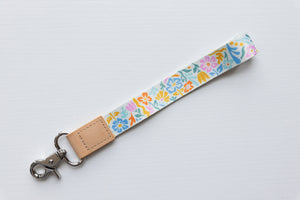 Summer floral wristlet keychain with silver hook