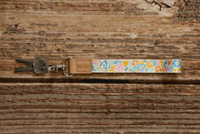 Load image into Gallery viewer, Summer floral keychain wristlet silver hook
