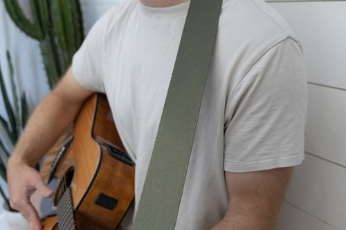 Woodland Green colored guitar strap