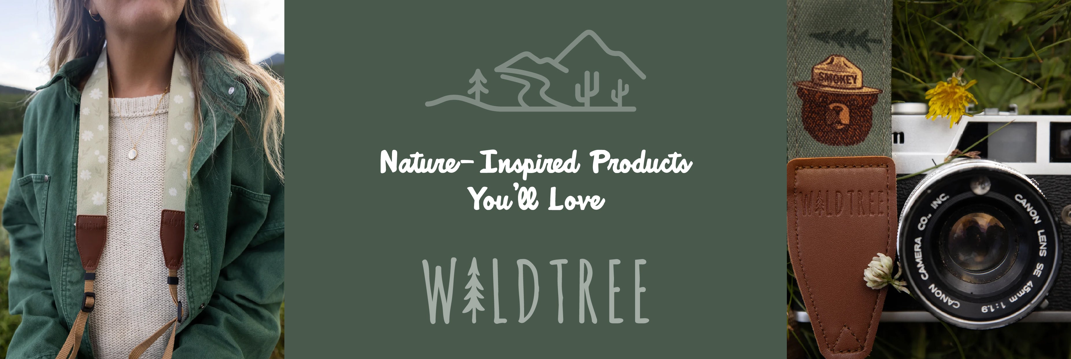Banner with words "Nature-inspired products you'll love" WIldtree Logo under words. 