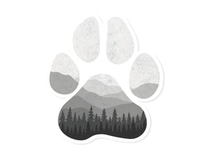 Wildtree Paw sticker with mountains and trees art
