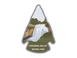 National park arrowhead shaped stickers of Cuyahoga Valley national park in color