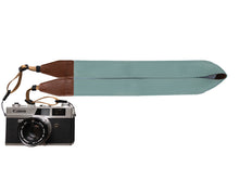 Load image into Gallery viewer, Wildtree Deep Lake colored Camera strap connected to camera
