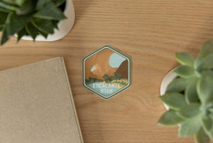 Escalante utah sticker on wood background