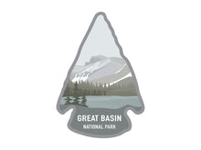 Load image into Gallery viewer, National park arrowhead shaped stickers of Great Basin in Nevada national park in color
