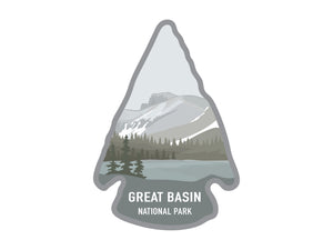 National park arrowhead shaped stickers of Great Basin in Nevada national park in color