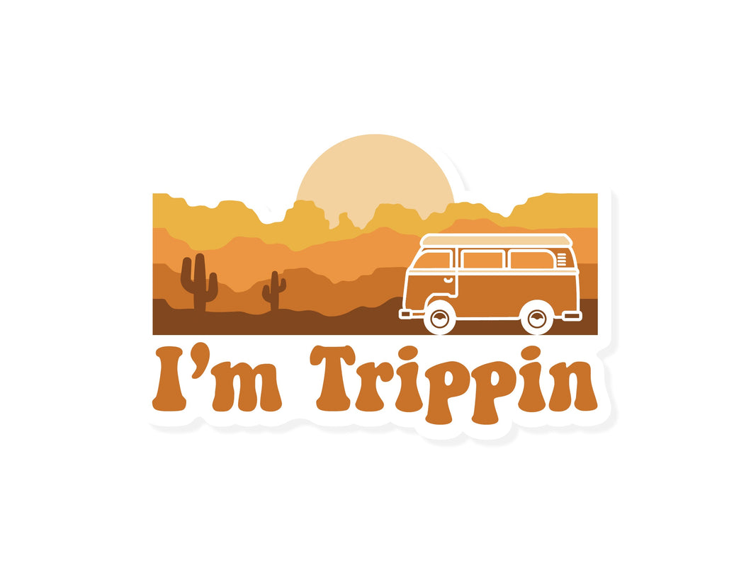 Wildtree Im Trippin Desert Sticker cacti and vw bus