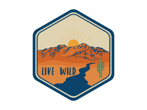 wildtree live wild sticker design hexagon shape desert landscape