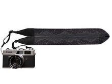 Load image into Gallery viewer, Wildtree Midnight Mountain Camera Strap featuring stars and mountains at night
