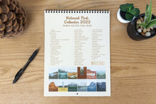 Load image into Gallery viewer, National park calendar back side with pen
