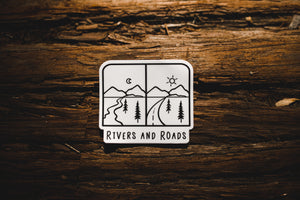 Rivers and roads sticker wood background