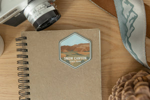 Snow canyon state park sticker design on notebook