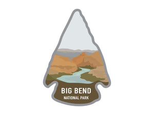 National park arrowhead shaped stickers of Big Bend national park in color