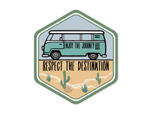 Load image into Gallery viewer, Wildtree Desert cactus vw bus enjoy the journey respect the destination sticker graphic
