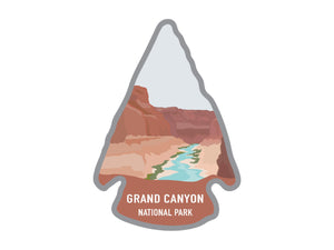 National park arrowhead shaped stickers of Grand Canyon national park in color