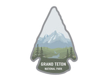 Load image into Gallery viewer, National park arrowhead shaped stickers of Grand Teton national park in color
