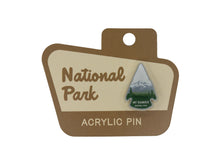 Load image into Gallery viewer, Wildtree Mt Rainier National Park Acrylic Pin on National Park Shaped Sign Display Backing
