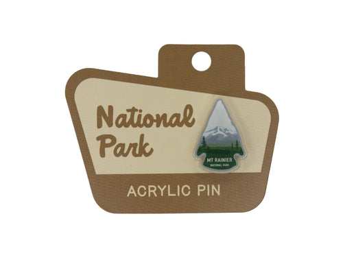 Wildtree Mt Rainier National Park Acrylic Pin on National Park Shaped Sign Display Backing