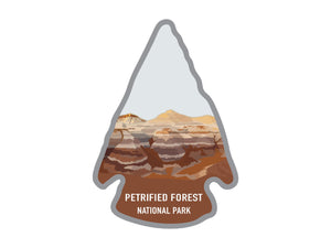 National park arrowhead shaped stickers of Petrified Forest national park in color