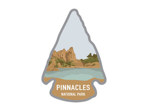 National park arrowhead shaped stickers of Pinnacles national park California