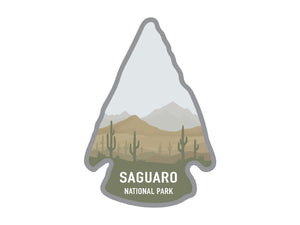 National park arrowhead shaped stickers of Saguaro national park in color