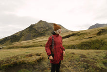 Load image into Gallery viewer, Women in Iceland wearing Wildtree simple mountain camera strap
