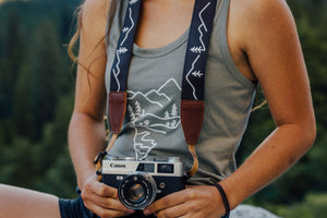 Women holding Film camera with Wildtree Camera strap attached
