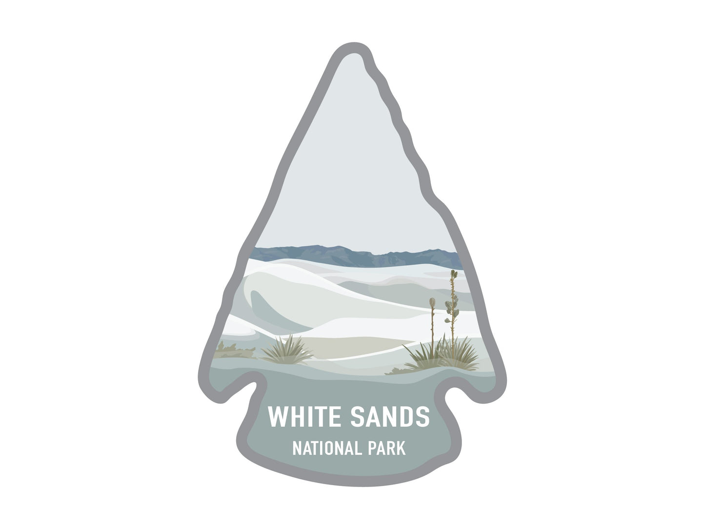 National park arrowhead shaped stickers of White Sands national park in color