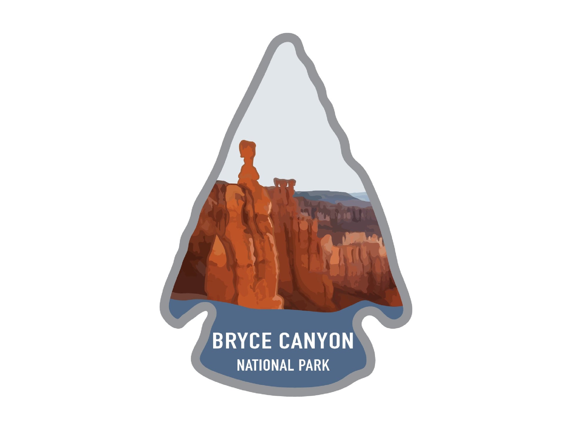 National park arrowhead shaped stickers of bryce canyon national park in color