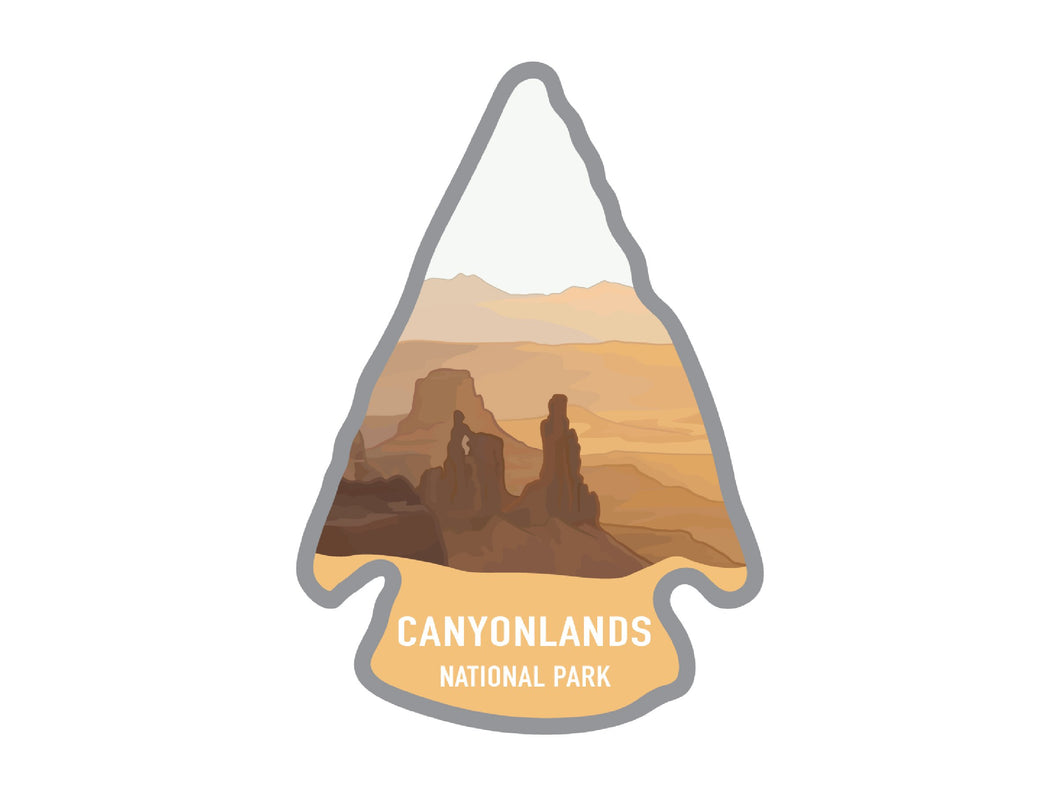 National park arrowhead shaped stickers of canyonlands national park in color