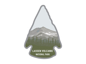 National park arrowhead shaped stickers of lassen volcanic national park California