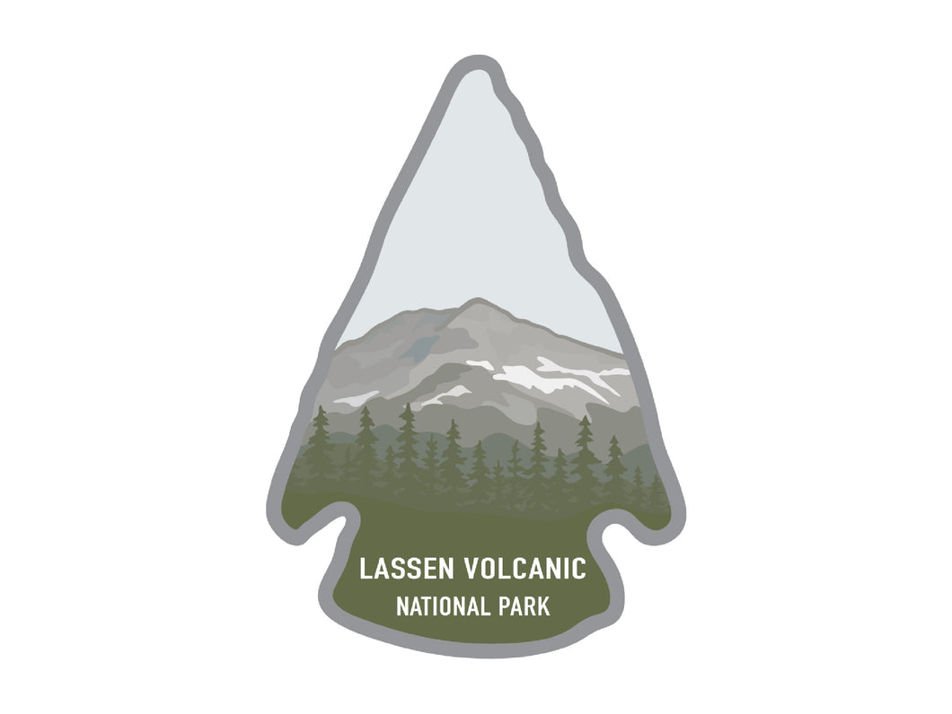 National park arrowhead shaped stickers of lassen volcanic national park California