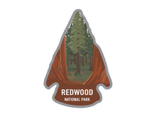 Load image into Gallery viewer, National park arrowhead shaped stickers of Redwood national park California
