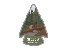 Load image into Gallery viewer, National park arrowhead shaped stickers of sequoia national park California
