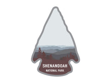 Load image into Gallery viewer, National park arrowhead shaped stickers of shenandoah national park in color
