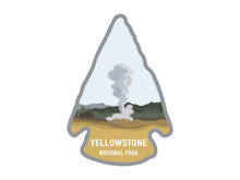 Load image into Gallery viewer,  National park arrowhead shaped stickers of yellowstone national park in color
