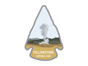  National park arrowhead shaped stickers of yellowstone national park in color