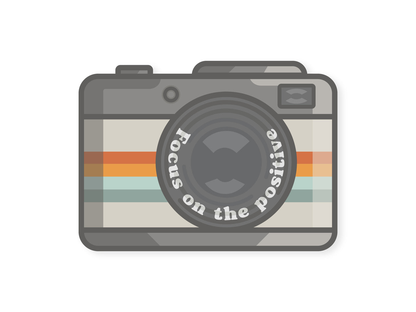 Focus on the positive retro camera sticker