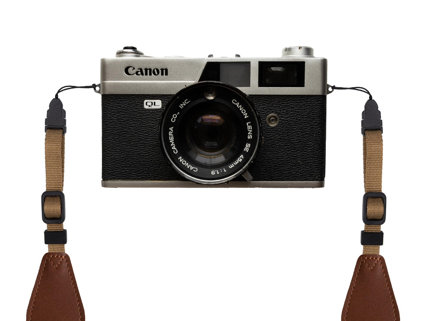 Camera Strap Adapter, connector loops, buckle, quick release attached to film camera